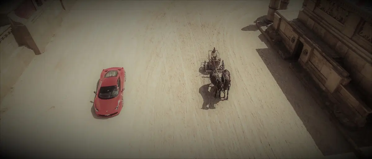 La sfida impossibile: Ferrari 458 Italia contro la biga di Ben Hur (7)
