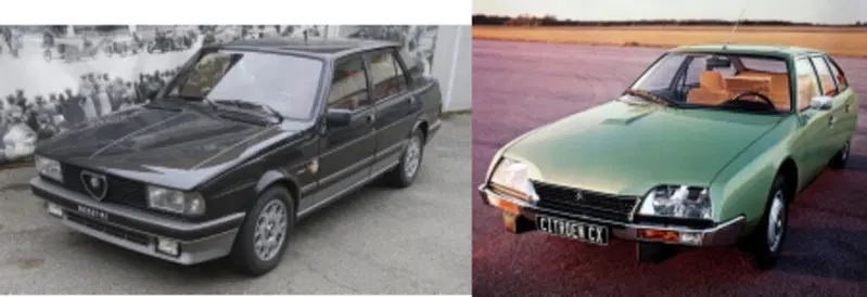 Anni Settanta: la trazione posteriore &ldquo;diavolo&rdquo; Giulietta e la tutto-avanti &ldquo;acquasanta&rdquo; Cx: potenza contro aerodinamica, velocit&agrave; stradale alla Nuvolari contro senso di volo libero su lunghe distanze. All'oggi vediamo Bmw a sinistra ed Audi A6 Avant a sospensioni pneumatiche a destra. Forza Marchionne, ripristiniamo almeno il lato sinistro dell'immagine!!