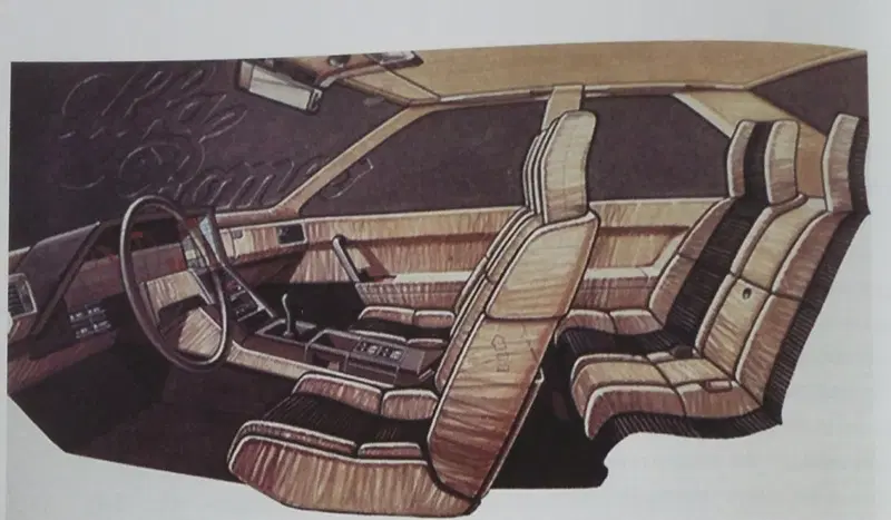 Bozzetti originali degli interni della 164 e prototipo interamente rivestito in Alcantara. La pulizia e la freschezza del prototipo vennero molto appesantite dalla scelta della plastica rigida nera in sostituzione del tessuto.Tuttora Fumia si cruccia del fatto che i bottoni fossero poco intuitivi. A noi piacciono comunque e sono simbolo di un epoca in cui l'elettronica aveva un che di visionario
