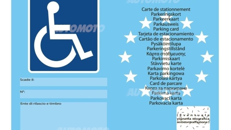 Parcheggio disabili: arriva il nuovo tagliando azzurro europeo