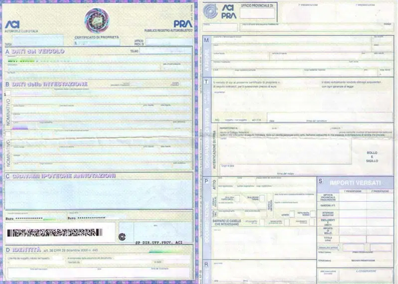 Il certificato di propriet&agrave; auto su cui si pu&ograve; registrare il passaggio