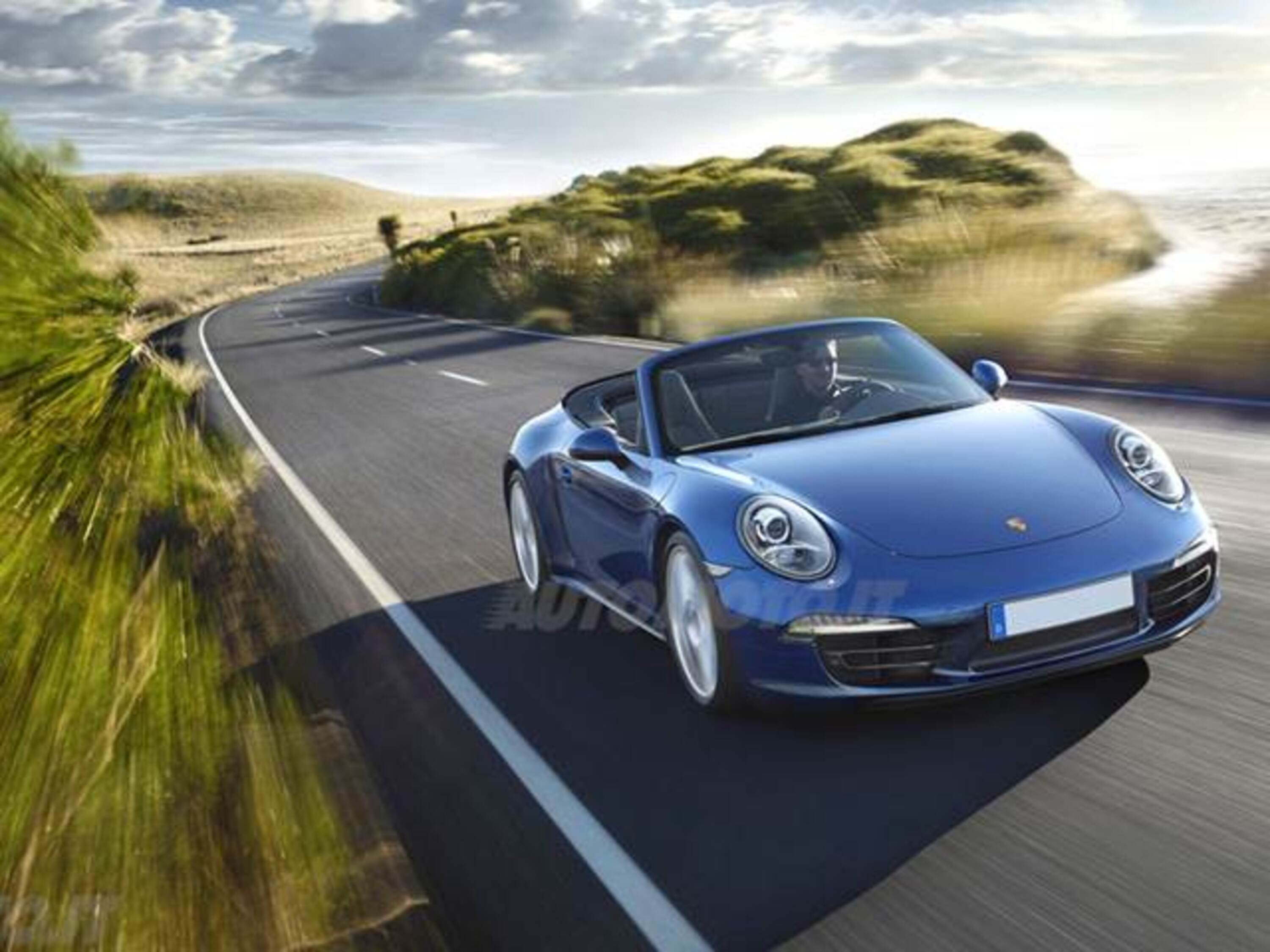 Portachiavi in pelle blu con stemma Porsche