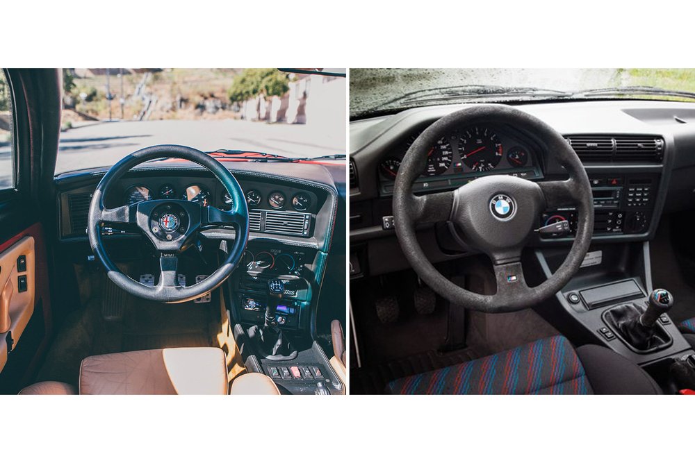 Gli interni lato guida di Alfa SZ e BMW M3 E30
