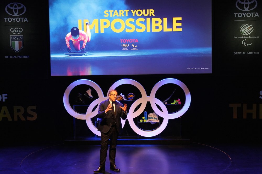 Andrea Carlucci, Amministratore Delegato Toyota Motor Italia, durante il suo intervento di presentazione della campagna &ldquo;Start Your Impossible&ldquo;