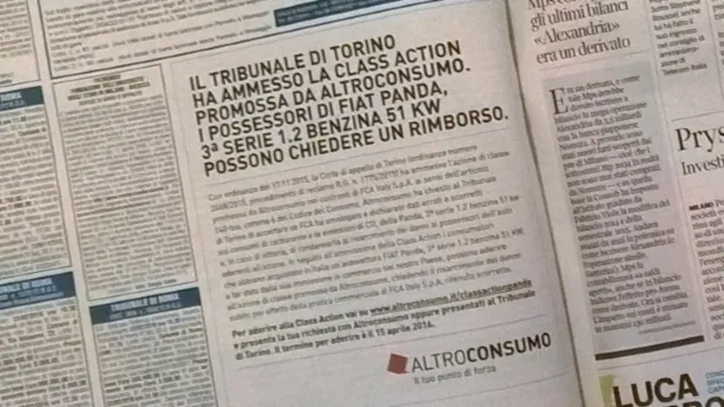 Class action Altroconsumo vs Fiat: parte la raccolta adesioni