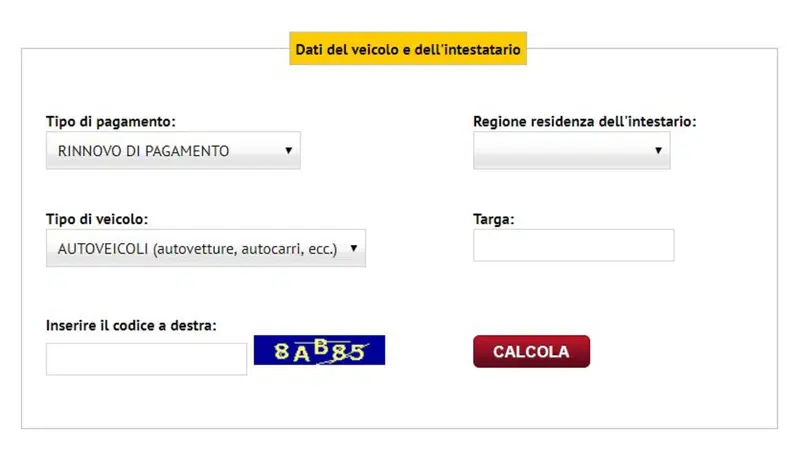 Il calcolo del bollo auto online