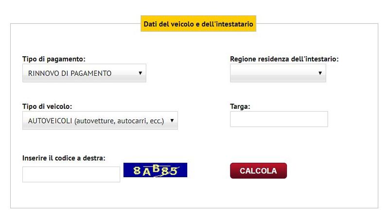 Il calcolo del bollo auto online