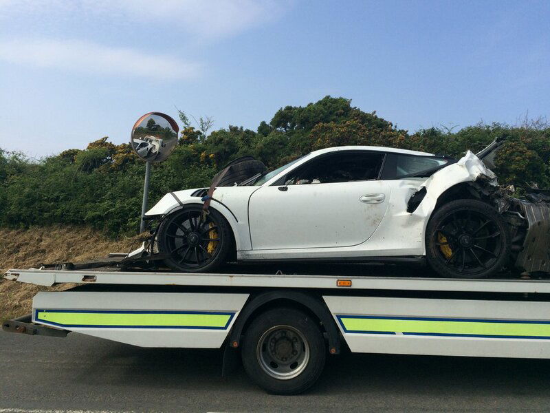 Porsche 911 GT3 RS, mega crash sull&rsquo;isola di Man [Foto]