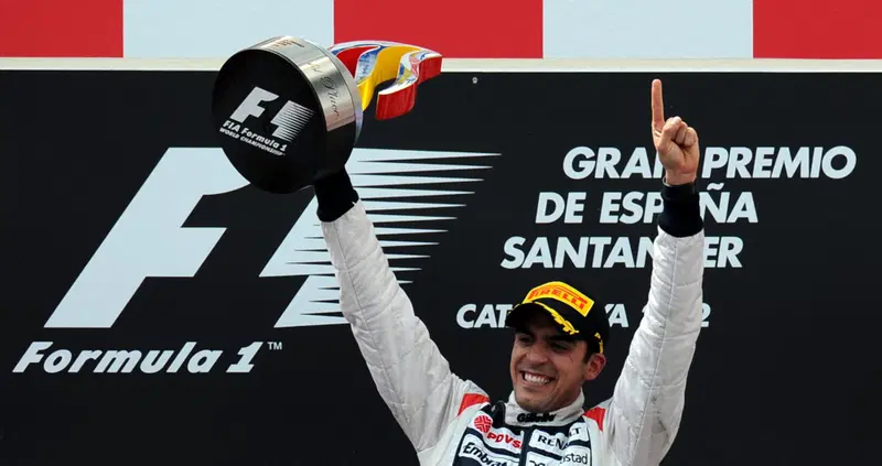 Maldonado sul podio del Gran Premio di Spagna 2012. Quella a Barcellona &egrave; la sua unica vittoria in carriera e l'ultima della Williams