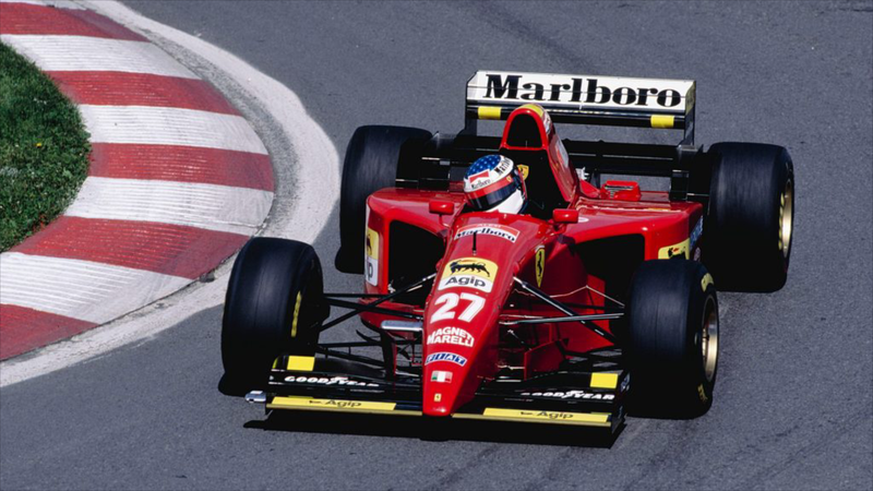 Jean Alesi in azione su Ferrari 412T2 in Canada nel 1995