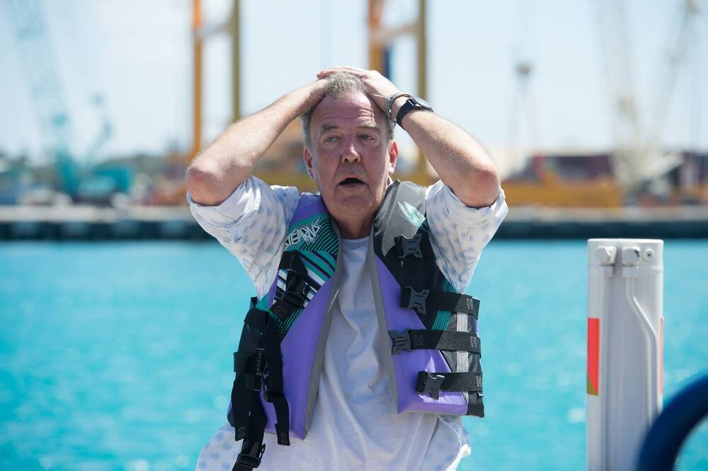 Jeremy Clarkson durante le riprese alle Barbados