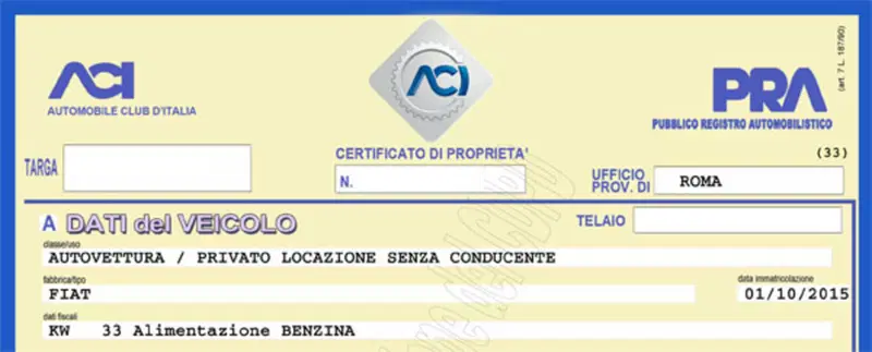 Il CDP di un'auto si deve controllare per le procedure di fermo amministrativo