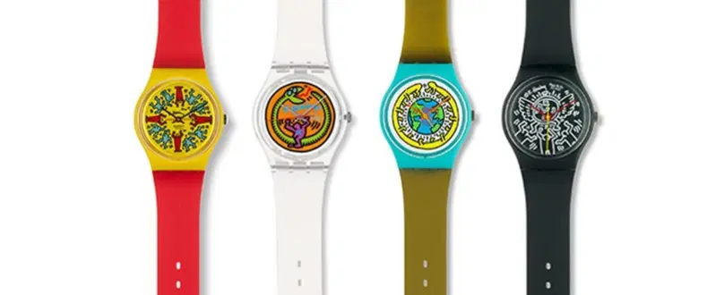 Alcuni esemplari di Swatch della collezione dedicata a Keith Haring
