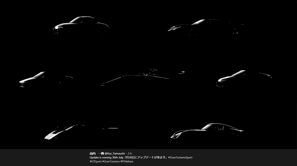 Il tweet di Yamauchi e le sette nuove auto di GT Sport