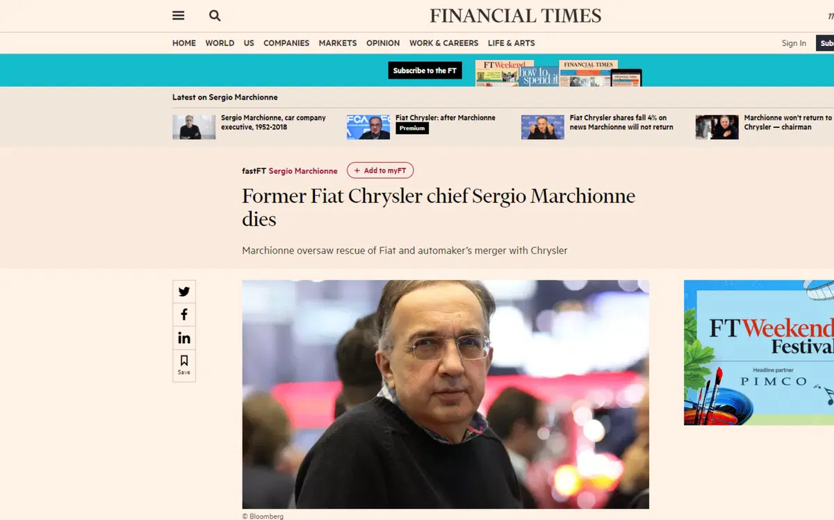 Sergio Marchionne, le reazioni dal mondo alla sua scomparsa (8)