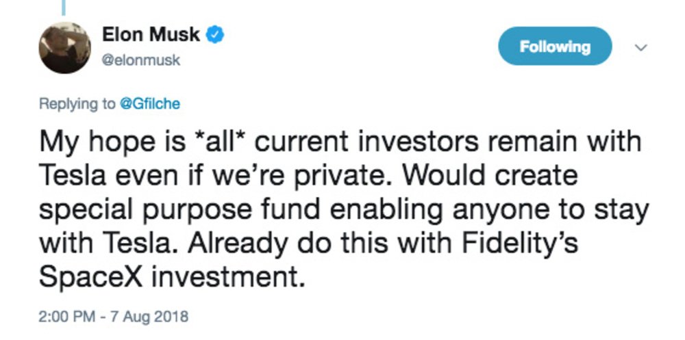 Un tweet come solito inatteso ma rassicurante di Elon Musk, sul futuro di Tesla