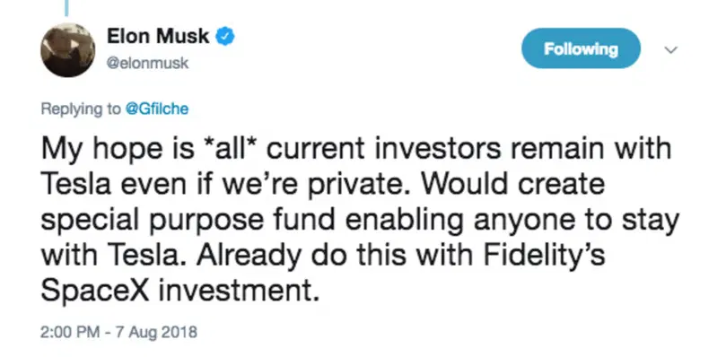 Un tweet come solito inatteso ma rassicurante di Elon Musk, sul futuro di Tesla