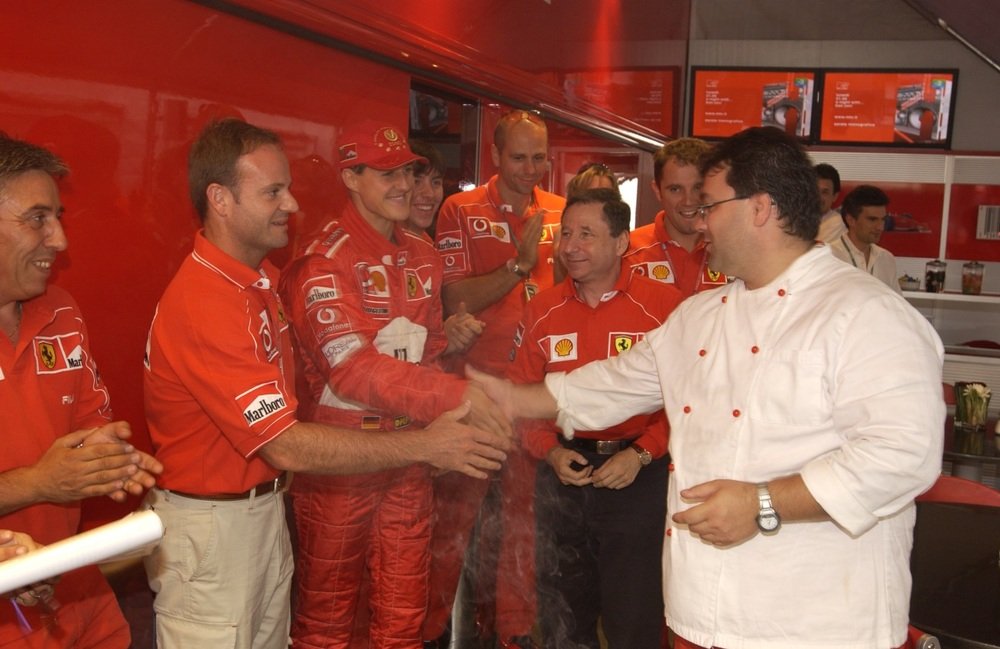 Gianfelice Guerini con Michael Schumacher e Rubens Barrichello