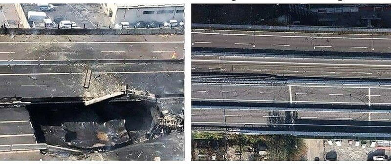 Il ponte ripristinato sulla A14