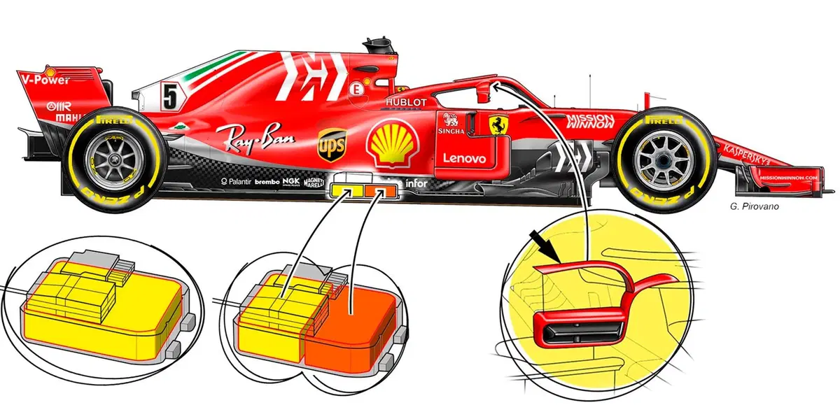 Ferrari e Mercedes: le correzioni imposte dalla FIA [disegno] (3)