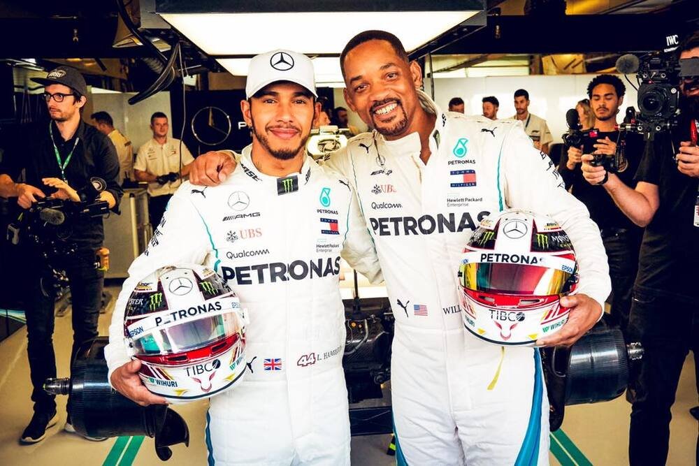 Lewis Hamilton con Will Smith ad Abu Dhabi