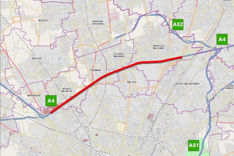 Milano attraversata dalla A4 Torino &ndash; Venezia: 22 pannelli, 550 pali illuminazione, 13 piazzole di sosta e velocit&agrave; massima in corsia dinamica 70 Km/h