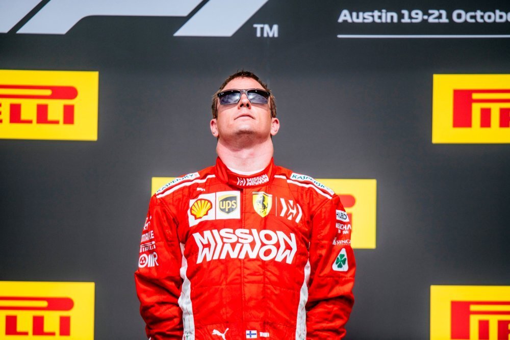 Kimi Raikkonen impassibile sul podio di Austin
