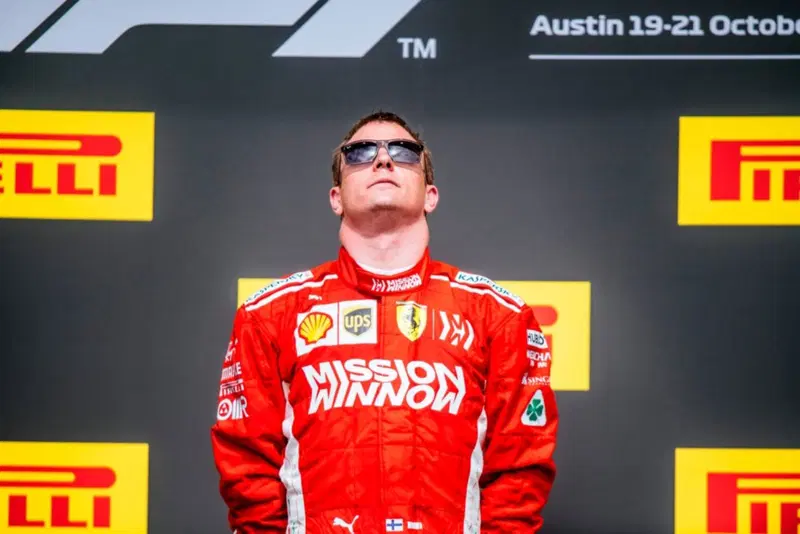 Kimi Raikkonen impassibile sul podio di Austin