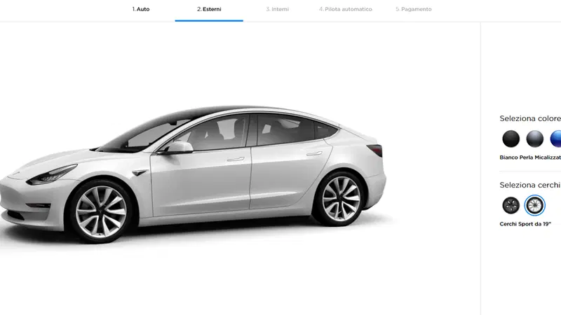 Tesla Model 3, online il configuratore italiano