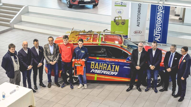 Il Team Bahrain Merida con le Kia di Autotorino e Rent2Go: Optima l&rsquo;ammiraglia, Sportage e Ceed in supporto