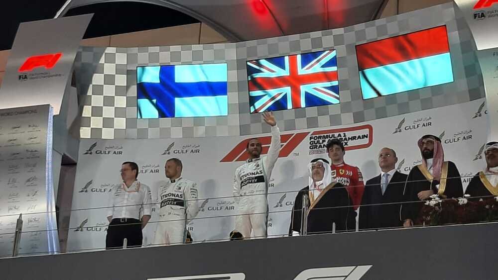 Il podio del GP del Bahrain nell&#039;istantanea del nostro Paolo Ciccarone