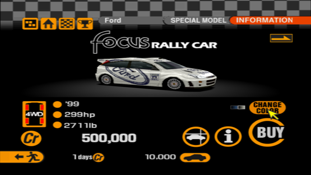 Ecco la Ford Focus WRC del 1999 guidata da McRae. Sfortunatamente in Gran Turismo 2 non &egrave; presente con la livrea ufficiale Martini