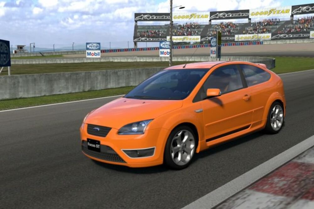 Ecco la Ford Focus ST del 2005 presente in Gran Turismo 5; ovviamente con la tinta arancio elettrico