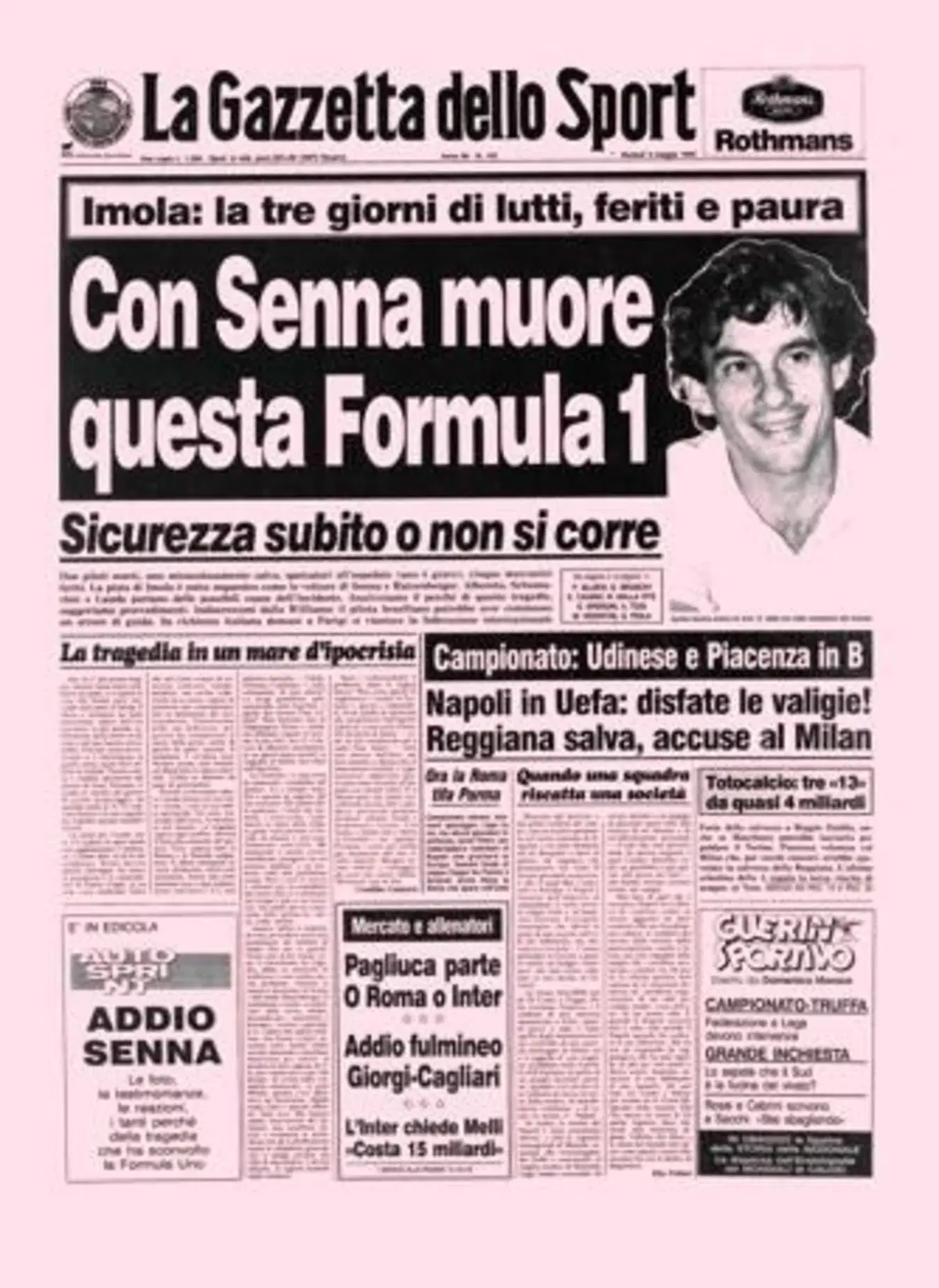 F1: Senna, 25 anni dopo: i titoli dei giornali dell'epoca