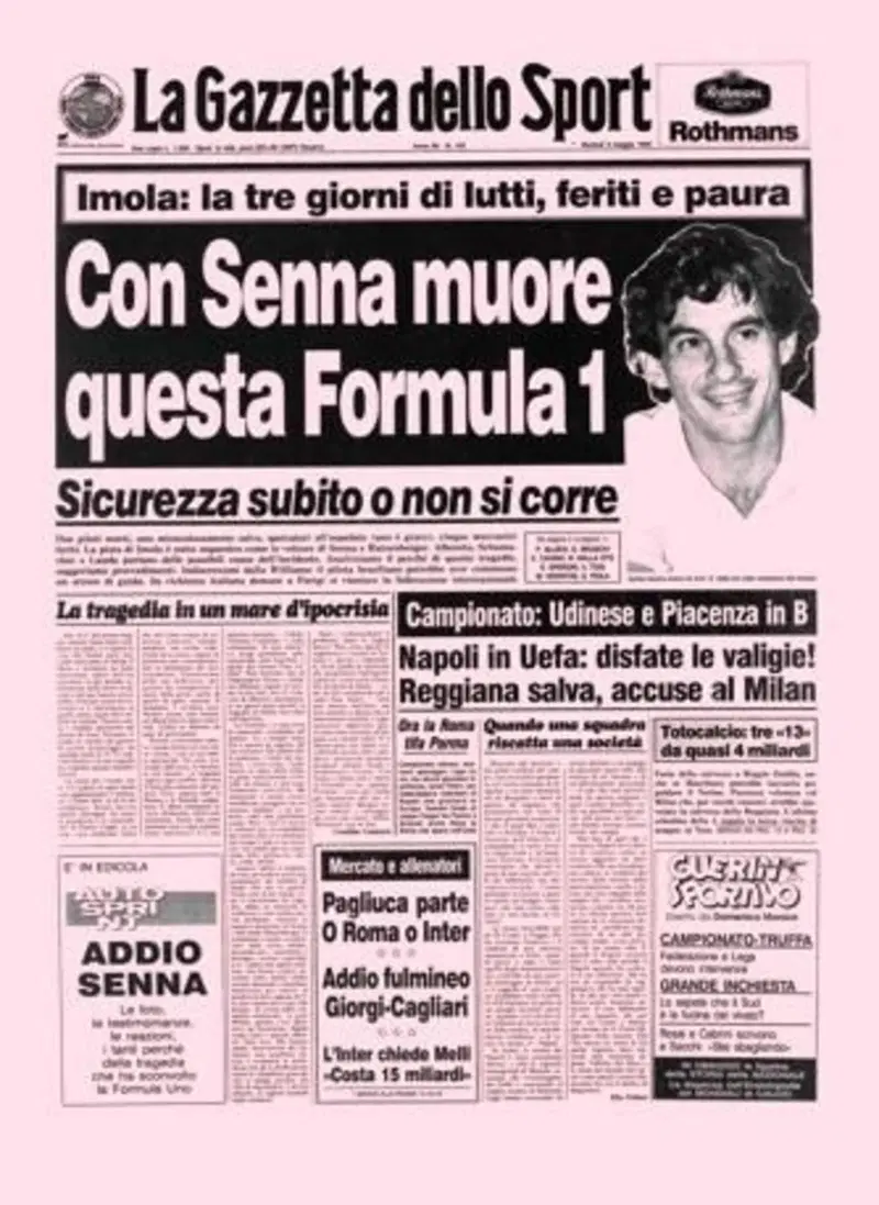 F1: Senna, 25 anni dopo: i titoli dei giornali dell'epoca