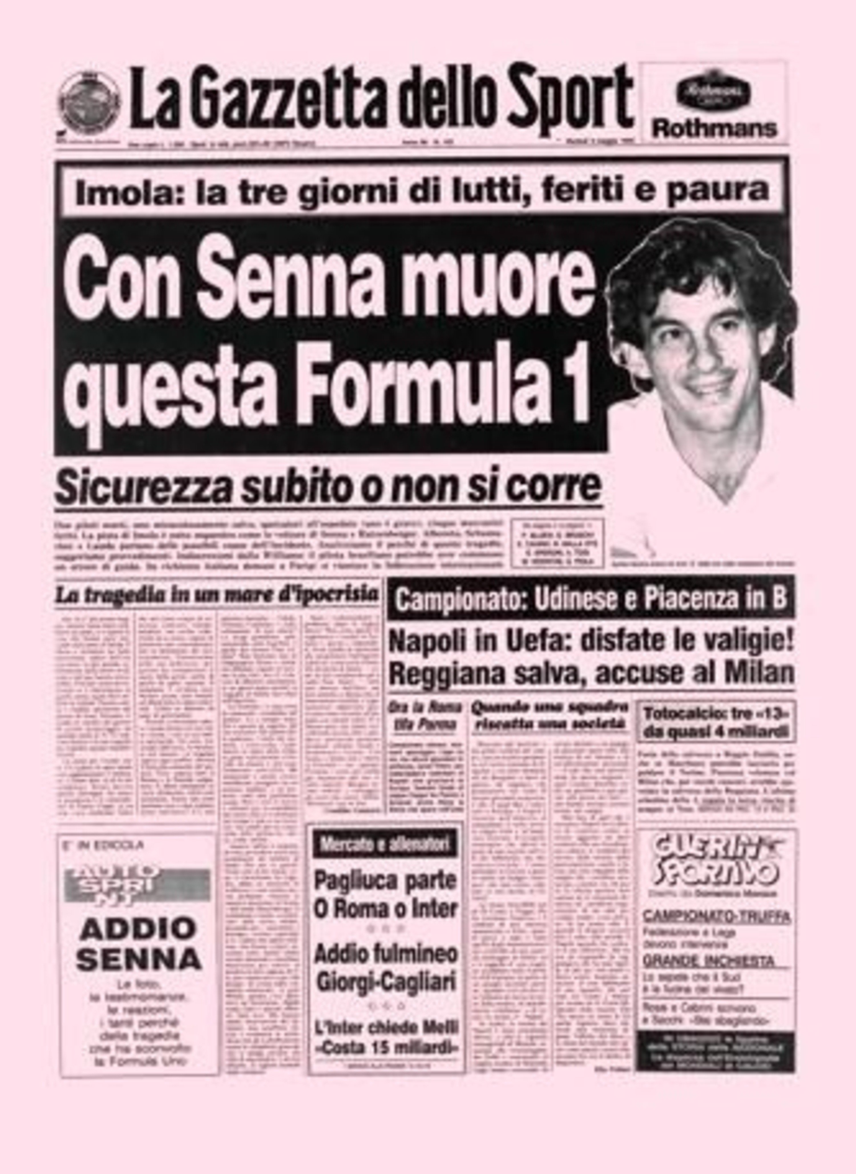 F1: Senna, 25 anni dopo: i titoli dei giornali dell&#039;epoca