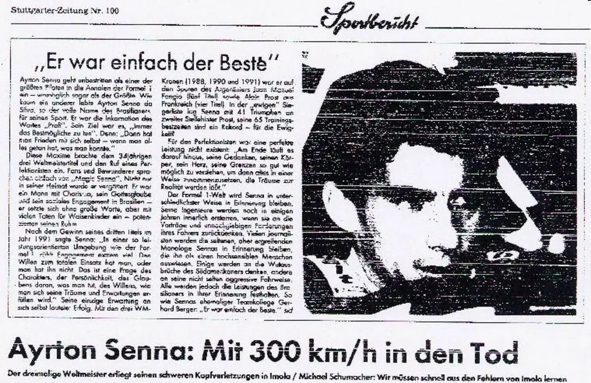 F1: Senna, 25 anni dopo: i titoli dei giornali dell'epoca (14)
