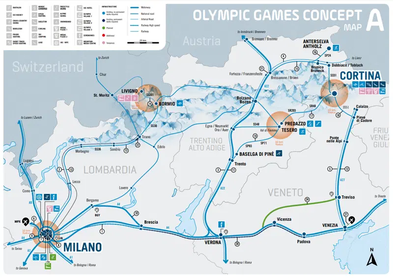 Il piano delle arterie stradali e ferroviarie interessate dai Giochi Invernali 2026