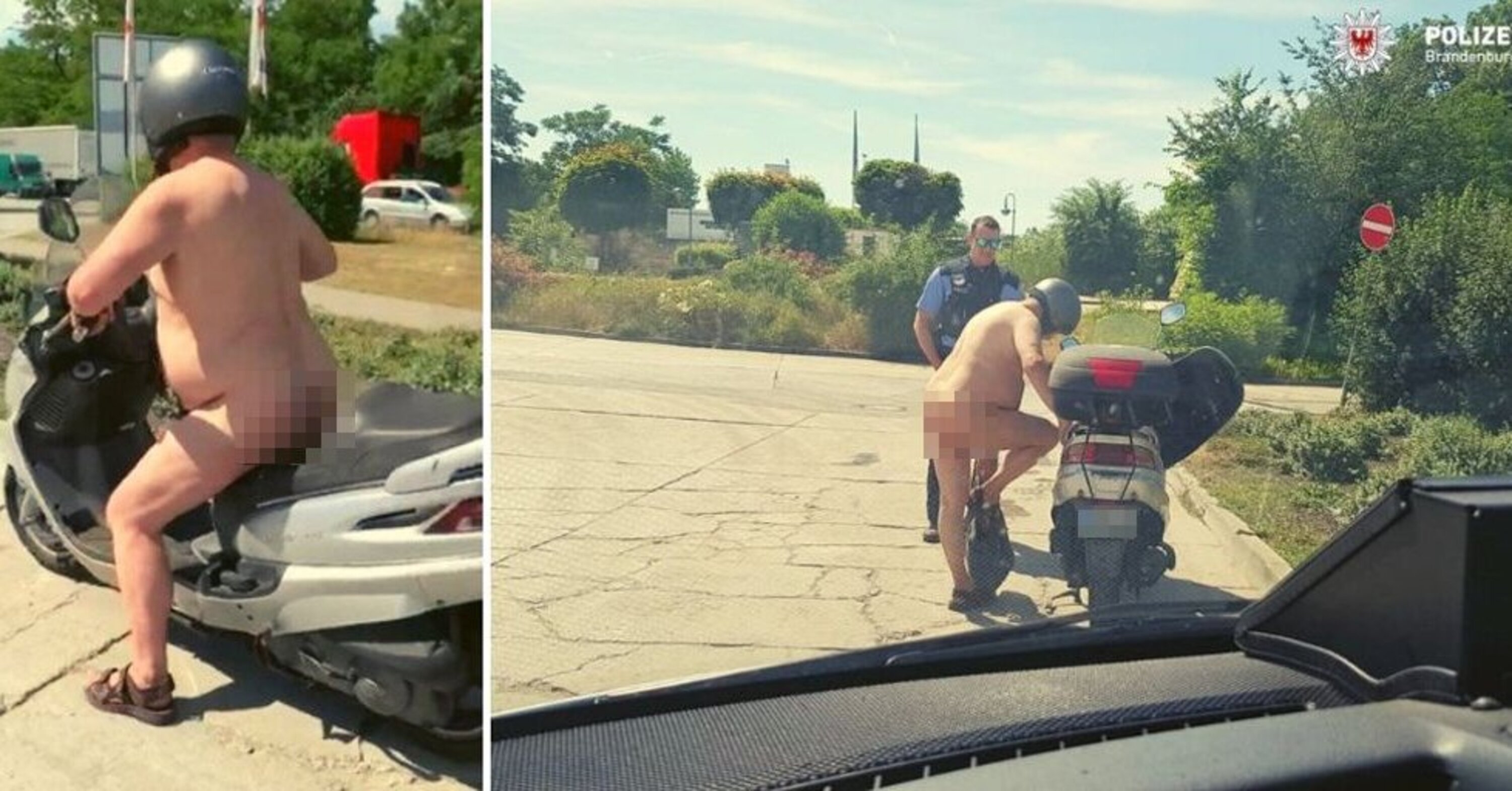 Guidatori esasperati dal caldo record in tutta Europa: polizia tedesca controlla scooterista nudo [foto]