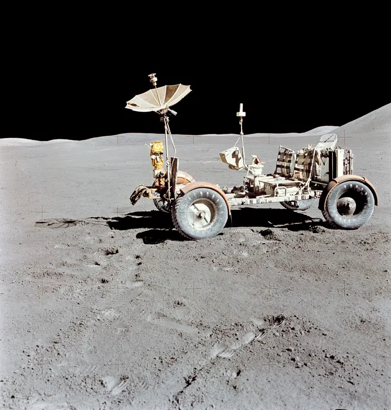 Il rover della NASA sulla Luna. E' stato il primo e finora l'unico guidato dall'uomo