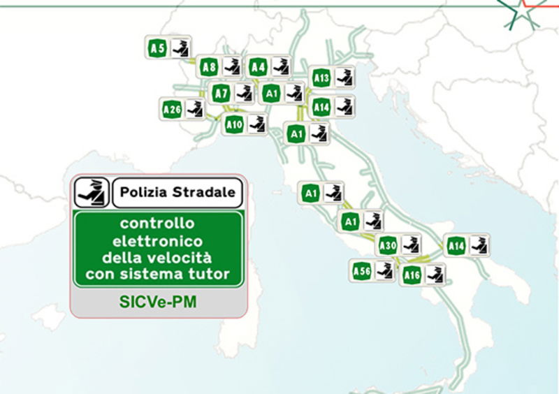 Tutor attivi in autostrada: la mappa aggiornata