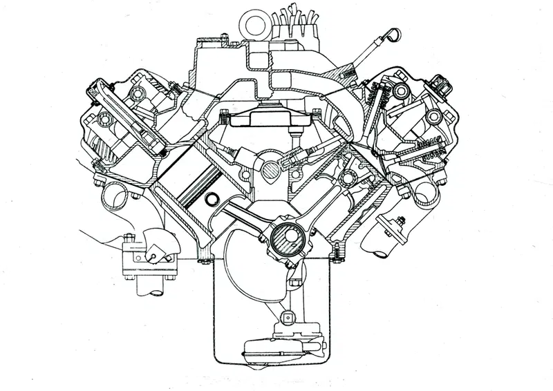 Per i suoi motori a otto cilindri la Chrysler &egrave; passata dalla architettura in linea a quella a V nel 1951. A distinguerli dagli altri V8 americani era la disposizione delle valvole, che consentiva di avere camere di combustione emisferiche