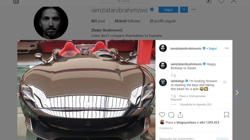 Zlatan Ibrahimovic si regala una Ferrari Monza SP2