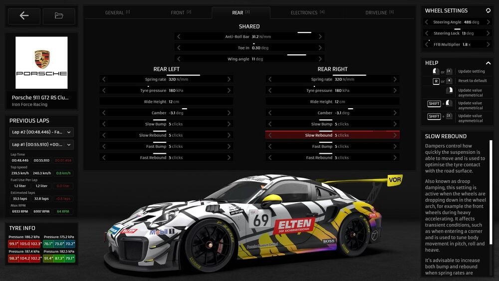 Ecco la nuova interfaccia grafica dedicata ai setup su Raceroom