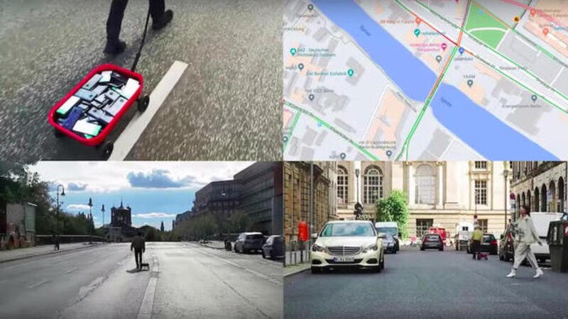 Google Maps ingannato: artista simula il traffico con 99 smartphone
