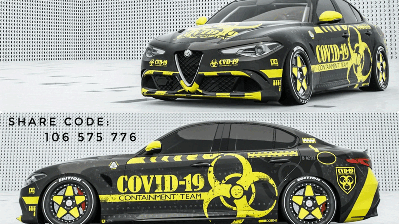 Alfa Romeo Giulia | Livrea COVID-19 su Forza Horizon 4. L&#039;idea di un giocatore