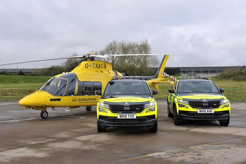 Due Skoda Kodiaq RS a supporto dell'eliambulanza in Inghilterra