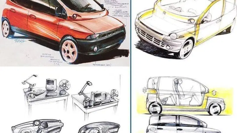 Fiat Multipla concept, i primi bozzetti 