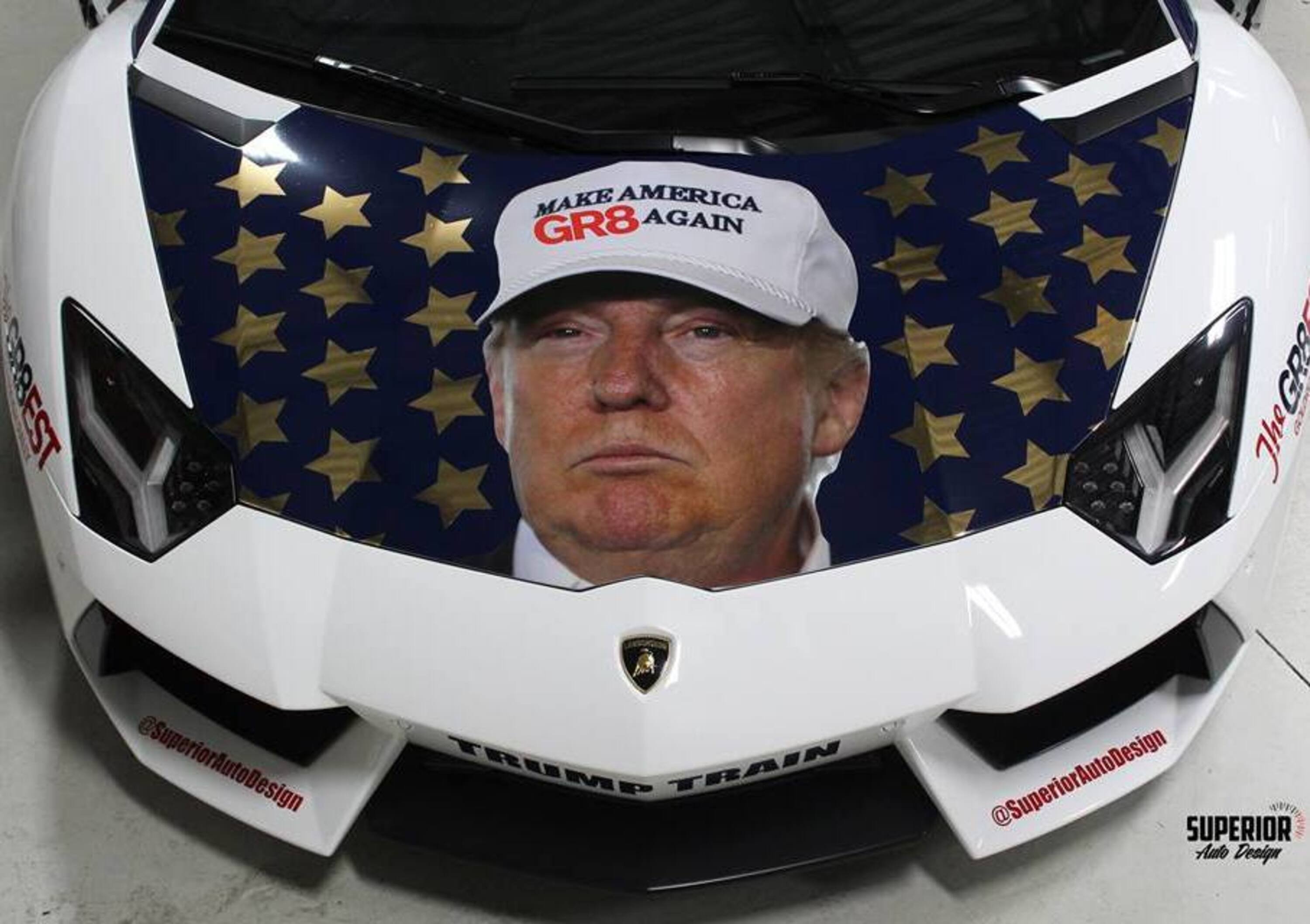 Presidenziali USA, sulla Lamborghini Aventador c&#039;&egrave; Donald Trump