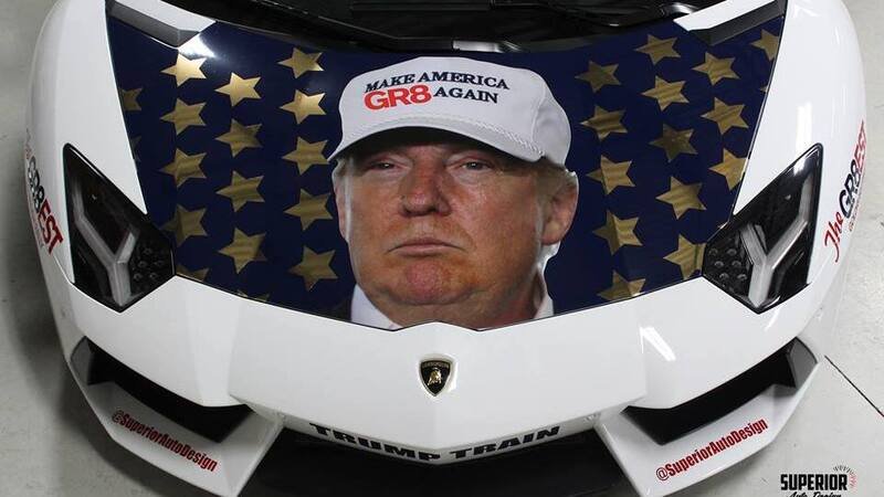 Presidenziali USA, sulla Lamborghini Aventador c&#039;&egrave; Donald Trump